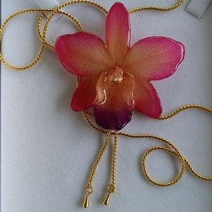 Orchid flower jewelry necklace pink